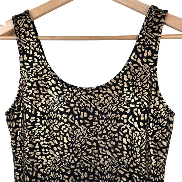 Forever 21 Black & Metallic Gold Animal Print Bodycon Mini Dress Size Medium - Picture 3 of 7